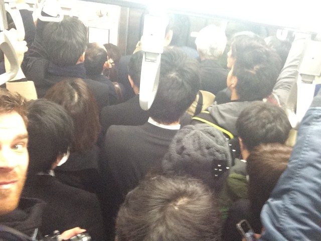 Tokyo Train Selfie in Rush Hour